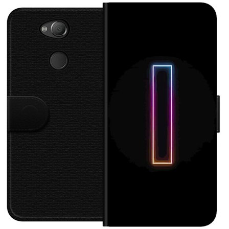 Kompatibel Tegnebogsetui til Sony Sony Xperia XA2 Minimalistisk neonbogstav I i regnbuefarver mod mørk baggrund