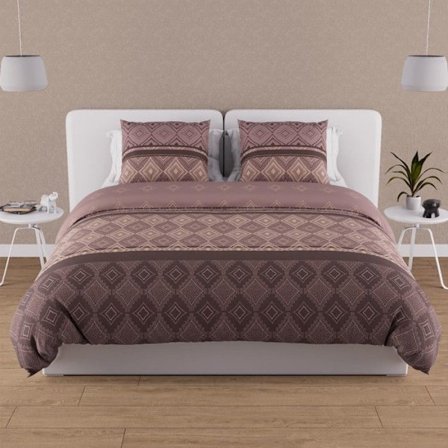 Påslakanset i bomull 57 trådantal 240x220 cm ETHNO brun, av Soleil d'ocher