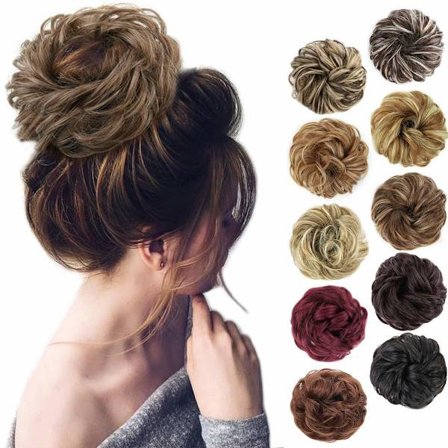 1 st Messy Hair Bun Hair Scrunchies Extension Curly Wavy Messy Syntetisk Chignon för kvinnor Updo Hairpiece