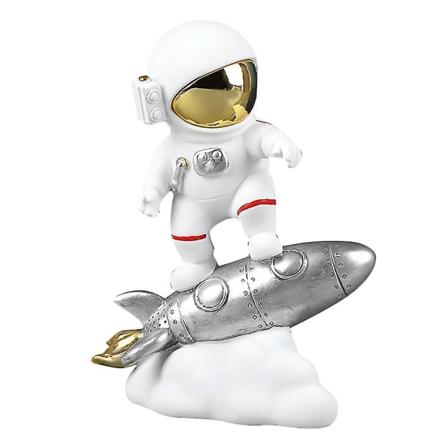 Astronaut På Raketten Figur Statuette Hjem Decor Samleobjekt Skrivebord A