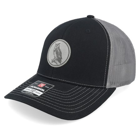 Wild Spirit - Owl Patch Black/Charcoal Trucker Trucker Black Cap - @ Hatstore