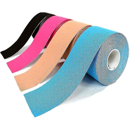 Fong 4 Rolls Waterproof Breathable Cotton Kinesiology Tape, Athletic Elastic Kneepad Muscle Pain Relief Knee Taping F