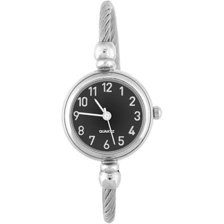 Dam Analog Rund Kvarts Legering Rem Öppen Armband Klocka Armbandsur