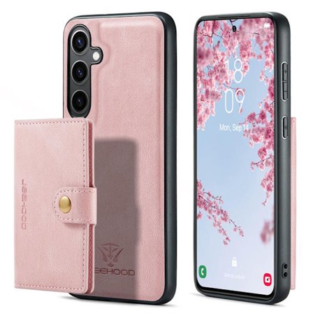 Nahkainen lompakkokotelo, jossa magneettinen korttitasku Galaxy S24 Plus -puhelimeen