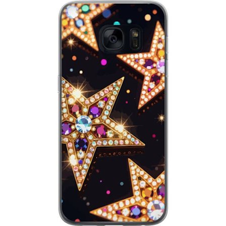 Kompatibel Mobilcover til Samsung Samsung Galaxy S7 Luksuriøse gyldne glitterstjerner med krystaller og bokeh på en mørk baggrund perfekt til feste