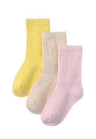 Å KIDS Ribbade strumpor, 3-pack Strumpor Gul 22/25
