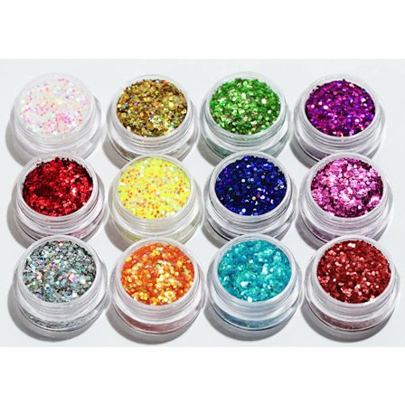 12 dåser hexagon glitter