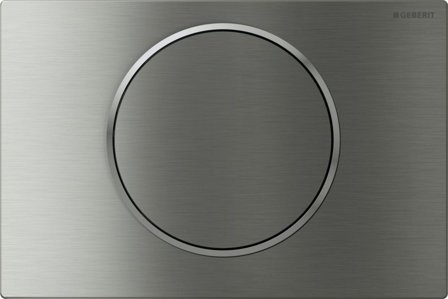 Geberit Sigma10 Spyleplate med stoppfunksjon Børstet stål, Baderom