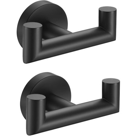 2-delt badeværelseskrogsæt, Håndklædeholder, Vægmonteret håndklædeholder, Dobbelt tøjkrog i rustfrit stål, Badekåbekrog, Dobbelt håndklædeholder