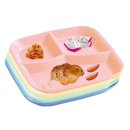 Sett med 4 Delte Tallerkener Voksen Rom Tallerken Plast Diet Tallerken Porsjon Tallerken Balansert Matkontroll Tallerken