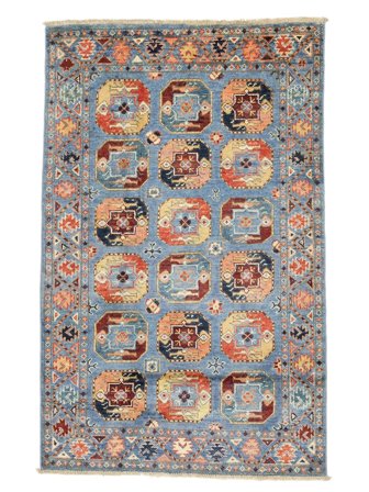 Oriental Kazak Fine Rug 85X134 Brown/Dark Blue Wool, Afghanistan