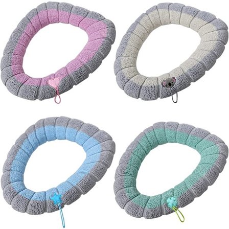 4 stk. toiletsædebetræk med håndtag - tykt toiletsæde til badeværelset