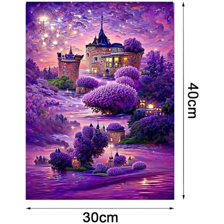 (30 x 40 cm, Fantasy Castle-D) 5D Diamantmålning Kit, Slott