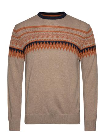 Jacquard O-Neck Knit Beige Lindbergh