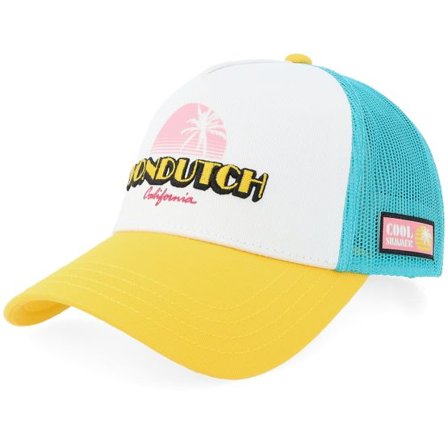 Von Dutch - Vit trucker Keps - Surf Screen Print Blue/White/Yellow A-frame Trucker @ Hatstore