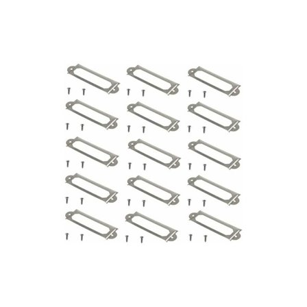 60-pack silver metallskylthållare med monteringsskruvar för skrivbord, skåp (60 x 17 mm)