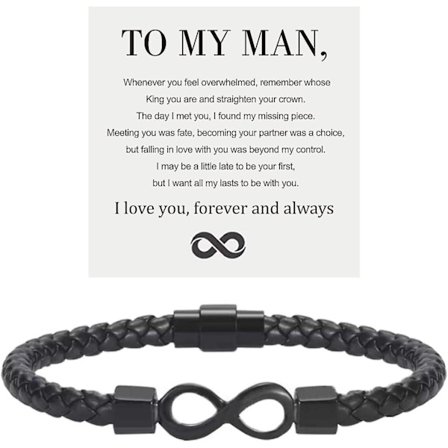 Till min man, Infinity läderarmband, present till man från fru, jag älskar dig för evigt och alltid, armband till pojkvän, årsdag, födelsedag, jul, 