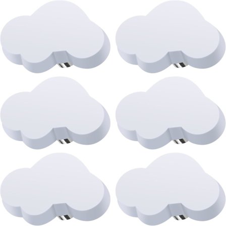 (Vit) 6-pack molnformade lådknoppar, barnmöbelknoppar, gummiknoppar för flickor och pojkar, för skåpshandtag, lådor