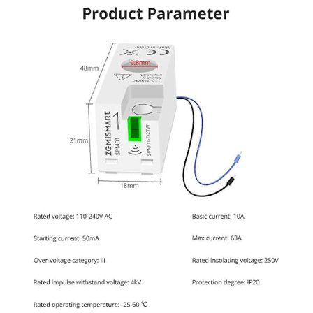 Tuya WiFi MiNi Energimätare Elektrisk Monitor Sensor Realtidsmätning Stöd Tuya App Smart Life