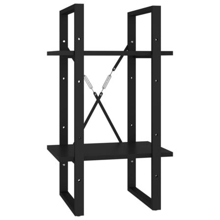Vidaxl Bokhylla 2 Hyllplan Svart 40x30x70 Cm Konstruerat Trä Svart