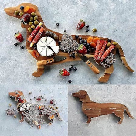 Dachshund Hundefrokosttallerken Skjærefjøl, Tre Skjærefjøl Dachshund Praktisk Matbrett Middagstallerken For Familie Fest (FMY)