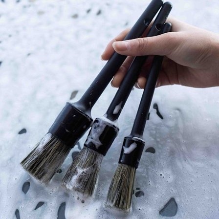 Detaljborste Set, 3PCS Naturliga Vildsvinsborst Detaljborste Set