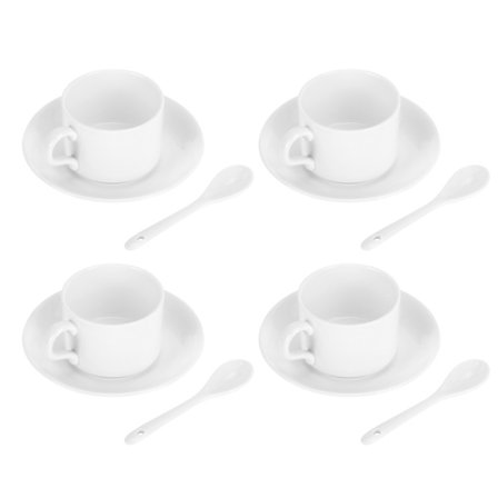 4 sarjan korkea luu posliini kahvikuppi sarja kahvimuki aluslautasella lusikka teemuki juoma-astiat
