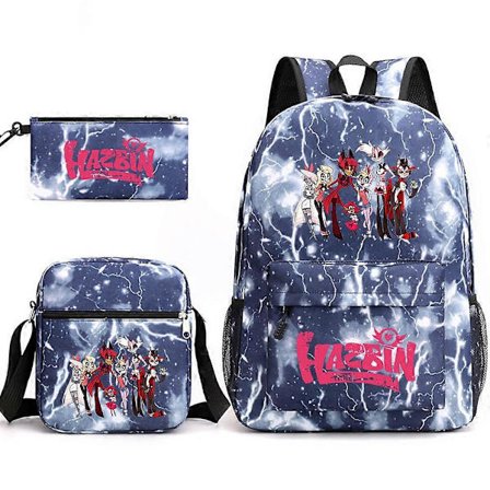Hazbin Hotel Skoletaske Rygsæk Penalhus Skuldertaske Tredelt Sæt _01_tfrf