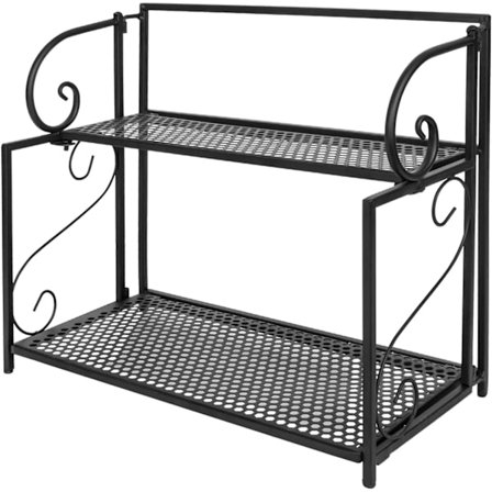 Metal Krydderistativ Plantestativ, Sammenklappeligt Krydderistativ til Dåser, Lille Pæn Hylde til Køkken Soveværelse Kontor Toiletbord (Sort)