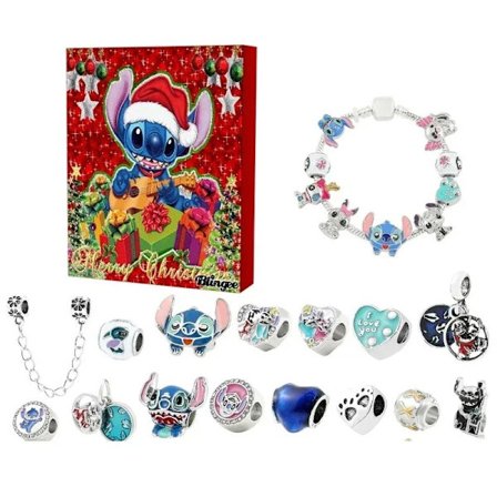 Disney Peter Plys Julekalender 24 Nedtællingskalender Gaveæske Stitch Mickey Mouse Anime Sød Armbånd Vedhæng Til Børn Gaver