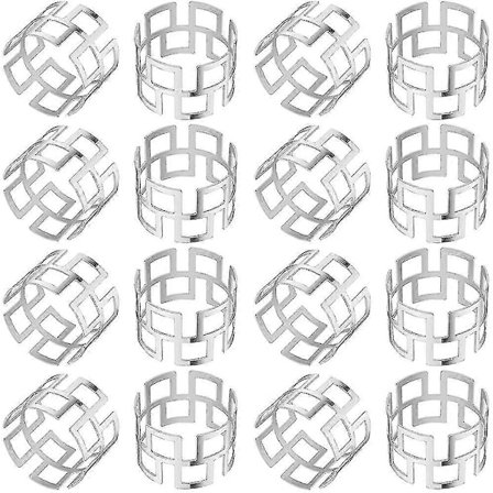 Servettringar, set om 20 bladservettringar i metall silver servetthållare bordservetter