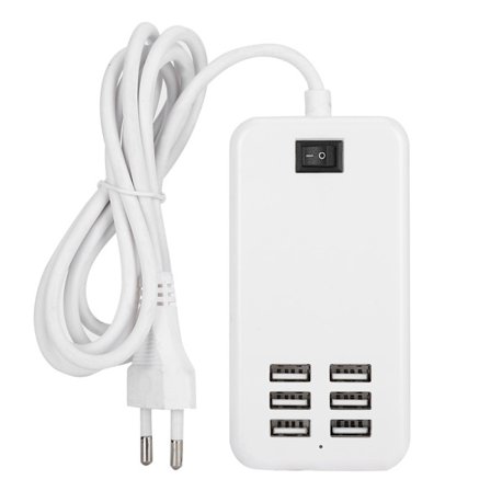 Laddadapter 6 Portar 30W USB Skrivbords Snabb Laddstation Hub 100‐240V EU-kontakt