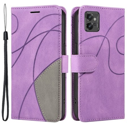 Teksturoitu nahkakotelo hihnalla Motorola Moto G32 - Vaaleanvioletti