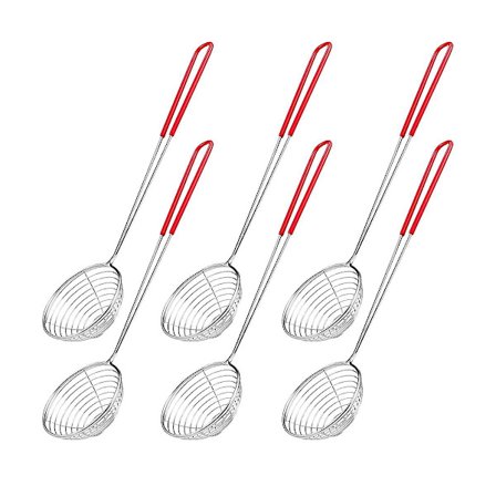 6 stk. Rustfrit Stål Mesh Skummeske Hot Pot Si Strainer Skeer Til Køkken Madlavning Steg Mad