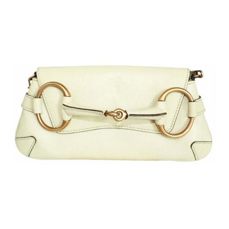 Gucci Vintage, Pre-owned Horsebit Clutch Beige, Dames, Maat:ONE Size,leer