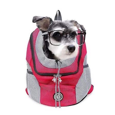 Dobbel skulder bærbar kjæledyrsekk utendørs reise kjæledyr hund bæresekk kjæledyr hund foran veske mesh ryggsekk(S)