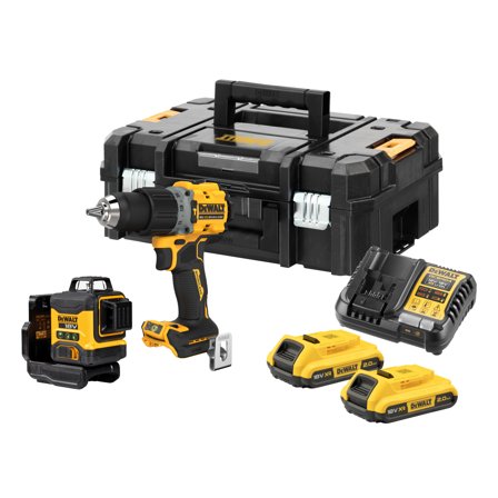 Dewalt DCK2095D2T-QW Lasersett med kombiborskrutrekker og kryss/linjelaser, Maskiner