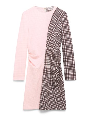 STINE GOYA 2118 Checkered Jersey, Ruched Waist - Pink - S