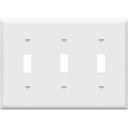 Trefase lysbryter veggplate, blank finish, standard størrelse 3-Gan