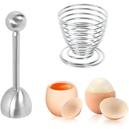 Eggknekker Topper Kutter for Hardkokte Myke Egg Rustfritt Stål Separator Åpner Manuell Fjerner med 1 Eggeholder