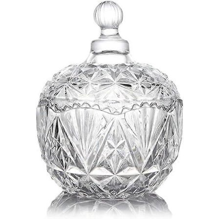 Transparent Godisskål i Glas med Lock Kristalltäckt Godisbufféburk Dekorativ Sockerskål Kök Matkexbehållare