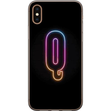 Kompatibel Mobilcover til Apple Apple iPhone X Minimalistisk neonbogstav Q i lyse farver mod mørk baggrund