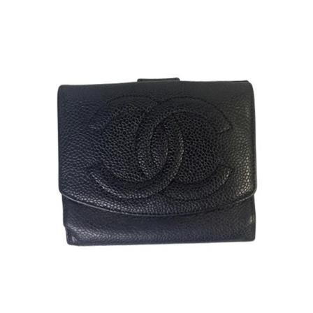 Chanel Vintage Pre-owned Leather wallets Sort, Dame Vintage Accessories, Størrelse: ONE Size