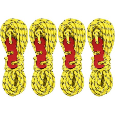 4-pak reflekterende barduner til camping med aluminiumsrebstrammer 3 mm gul bardun til camping og vandreture