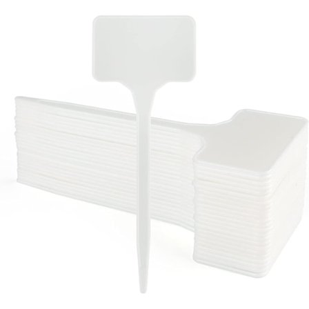 50 stk. 15x5,5 cm plantemærker, udendørs havemærker, store plastik grøntsagshavemærker, frøplantemærker - hvid
