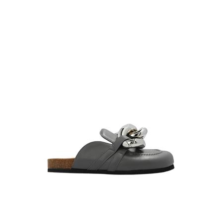 JW Anderson, Leather slides with chain detail Szary, Kobieta, Rozmiar: 39 EU