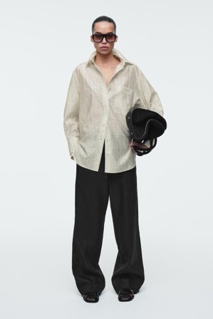 COS Women's Printed Fluid Shirt in White