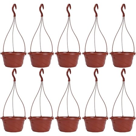 10-pak Plastik Hængende Selv-vandende Blomsterpotte til Udendørs og Indendørs Planter - Rød