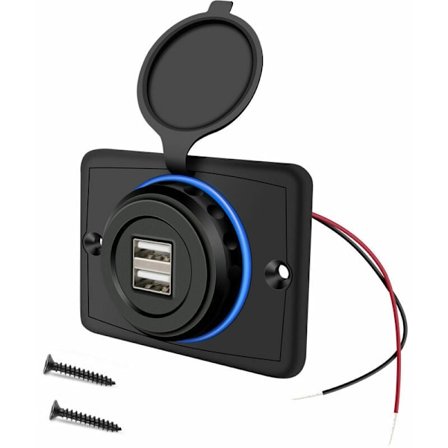 12V USB-kontakt 12V USB-port Dobbel USB-kontakt Campingbil 12V, 3.1A