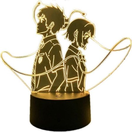 3D Optisk Illusionslampe Anime Manga Dit Navn Tachibana Taki og Miyamizu Mitsuha Figur LED Natlampe til Rumindretning Bordlampe Fødselsdag (FMY)
